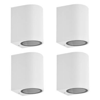 Prios vonkajšie nástenné svietidlo Tetje, biele, okrúhle, 10 cm, sada 4 ks