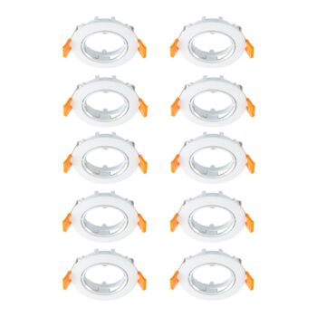 Prios zapustené stropné svietidlo Fibur, biele, zinok, Ø 8,2 cm, 10 kusov