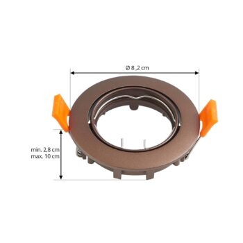 Prios zapustené stropné svietidlo Fibur, bronz, hliník, Ø 8,2 cm