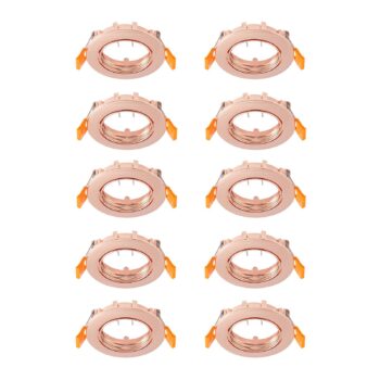 Prios zapustené stropné svietidlo Fibur, meď, zinok, Ø8,2 cm, 10 kusov
