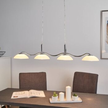 Priscilla – zakrivená závesná lampa, 4-plameňová