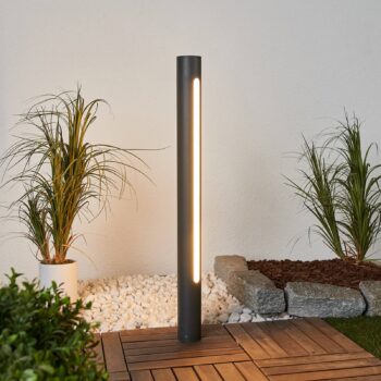 Projekčná lampa Lucande Tomas LED, 75 cm, tmavosivá, IP54