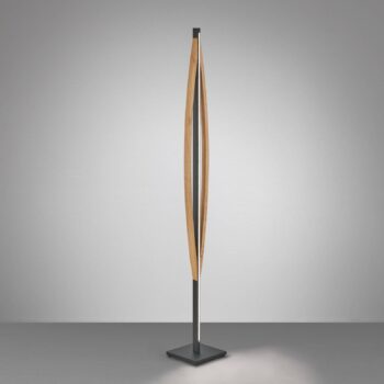 Quitani LED stojacia lampa Kiera, dub/čierny mat