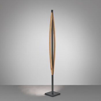 Quitani LED stojacia lampa Kiera, dub/čierny mat