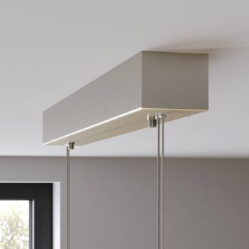 Quitani LED závesná lampa Alin, dĺžka 138 cm, prírodný dub
