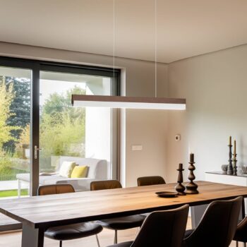 Quitani LED závesná lampa Keijo, nikel/orech, 83 cm