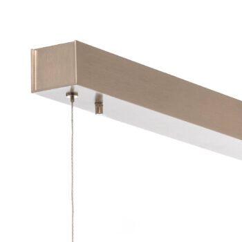 Quitani LED závesná lampa Kiera, dub/nikel, 118 cm