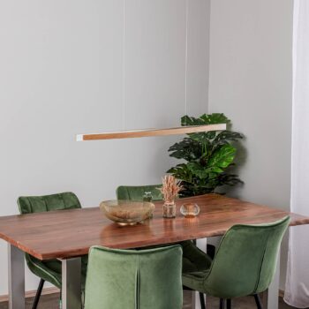 Quitani LED závesná lampa Kiera, dub/nikel, 98 cm