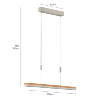 Quitani LED závesné svetlo Elna, dĺžka 78 cm, nikel