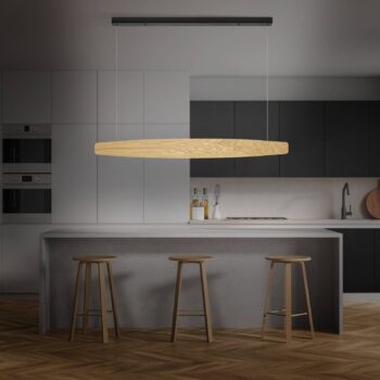 Quitani LED závesné svetlo Persida, 118 cm, dub, 2 700 K