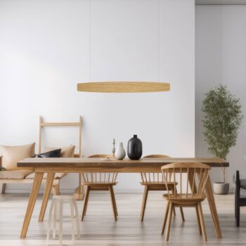 Quitani LED závesné svetlo Persida, dĺžka 98 cm, dub, 2 700 K