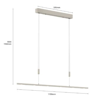 Quitani LED závesné svetlo Tolu, nikel, dĺžka 120 cm