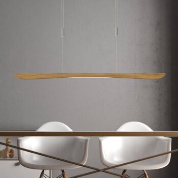 Quitani LED závesné svietidlo Hiba, prírodný dub, dĺžka 118 cm