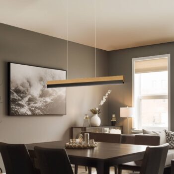 Quitani LED závesné svietidlo Keijo, čierna/dub, 98 cm