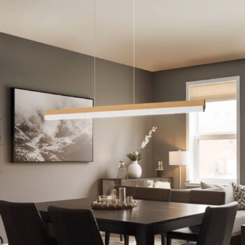 Quitani LED závesné svietidlo Keijo, nikel/dub, 123 cm