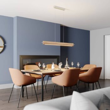 Quitani LED závesné svietidlo Lexa, dub/nikel, dĺžka 118 cm
