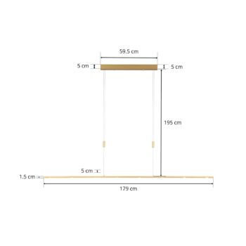 Quitani LED závesné svietidlo Tolu, dĺžka 179 cm, mosadz