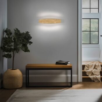Quitani Persida LED nástenné svietidlo, dĺžka 48 cm, dub, 2 700 K