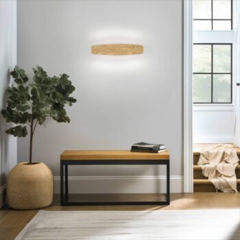 Quitani Persida LED nástenné svietidlo, dĺžka 48 cm, dub, 2 700 K