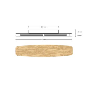 Quitani Persida LED nástenné svietidlo, dĺžka 48 cm, dub, 2 700 K