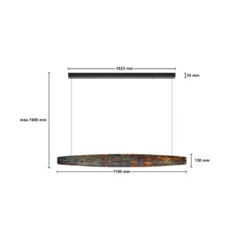 Quitani Persida LED závesné svietidlo, 118 cm, nárazový kov, zlatá farba