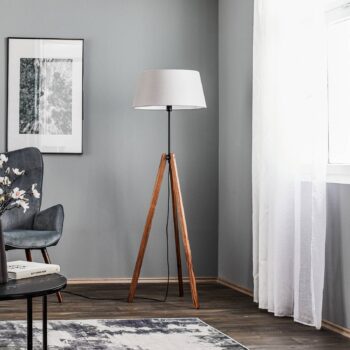 Quitani stojacia lampa Reba, trojnožka, sivá plsť