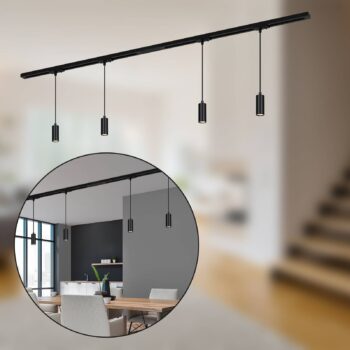 RAIL 230 V koľajnicový systém, čierny, 4 LED prívesky, dĺžka 1,5 m