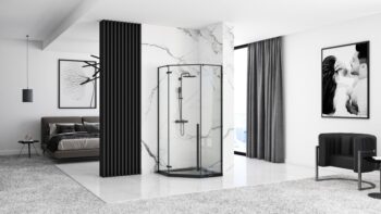 REA - Päťuholníková sprchová vanička Diamond 90x90 čierna REA-K8543