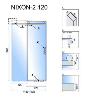 REA - Posuvné sprchové dvere Nixon-2 120 ľavé REA-K5002