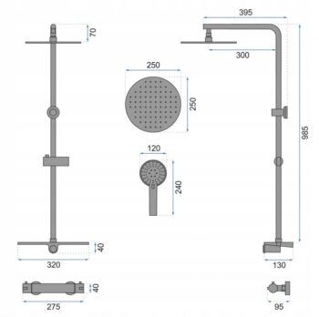 REA REA - Sprchový set s batériou 150mm Mike čierna REA-P0550