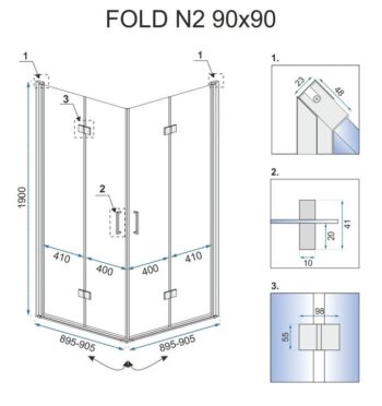 REA - Skladací sprchovací kút Fold N2 90x90 REA-K9991