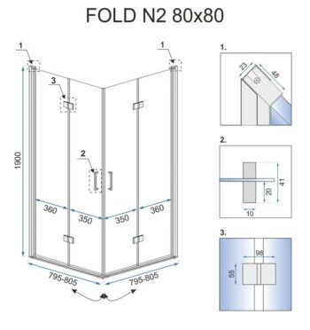 REA - Skladací sprchovací kút Fold N2 90x90 REA-K9991