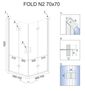 REA - Skladací sprchovací kút Fold N2 90x90 REA-K9991