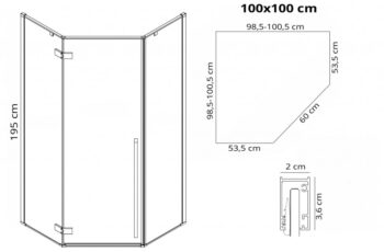 REA - Sprchovací kút Diamond 100x100 čierny matný REA-K5623
