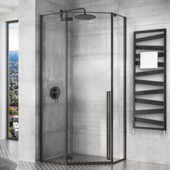 REA - Sprchovací kút Diamond 100x100 čierny matný REA-K5623
