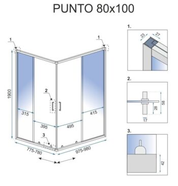 REA - Sprchovací kút Punto 80x100 čierny REA-K4806
