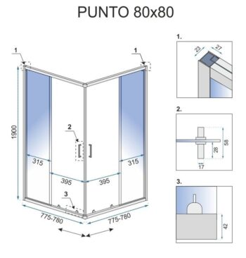 REA - Sprchovací kút Punto 80x80 čierny REA-K4800