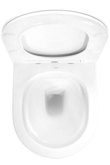 REA - Závesná WC misa vrátane sedátka Carlo Mini Flat biela/zlatý prúžok REA-C1222