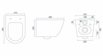 REA - Závesná WC misa vrátane sedátka RIMLESS Carlo Mini Slim čierna matná REA-C8489