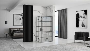 REA/S - Sprchovací kút Moliere dvere / dvere 90x90 BLACK MOLDD090090B