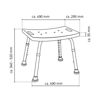 RIDDER - HANDICAP Kúpeľňová stolička, nastavitelná výška, biela A00601101
