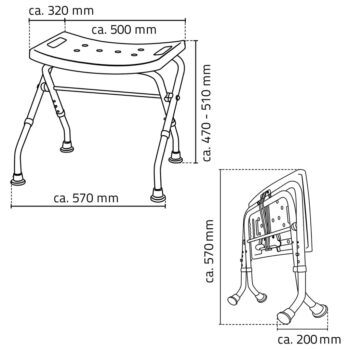 RIDDER - HANDICAP Kúpeľňová stolička, sklopná, biela A0050301