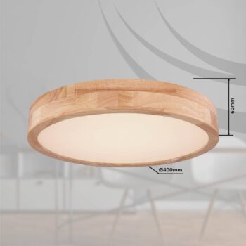Rainer LED stropné svietidlo, Ø 40 cm, efekt dreva, kov, CCT