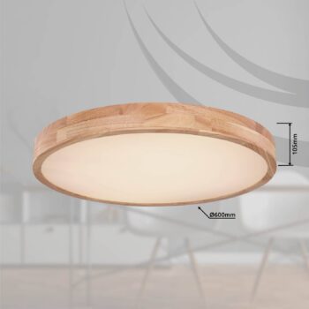 Rainer LED stropné svietidlo, Ø 60 cm, efekt dreva, kov, CCT