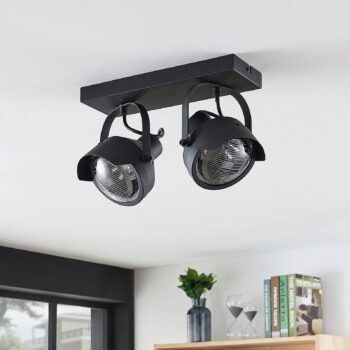 Reflektorová stropná lampa Henega čierna, 2 svetlá