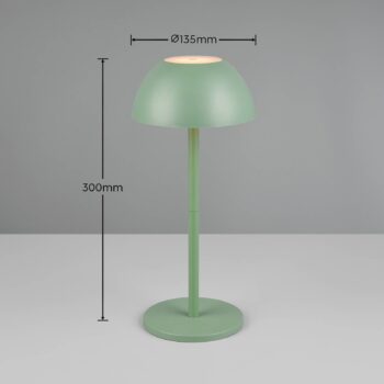 Ricardo LED dobíjacia stolová lampa, zelená, výška 30 cm, plast