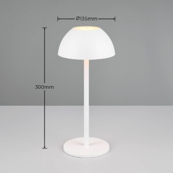Ricardo LED stolná lampa s dobíjaním, biela, výška 30 cm, plast
