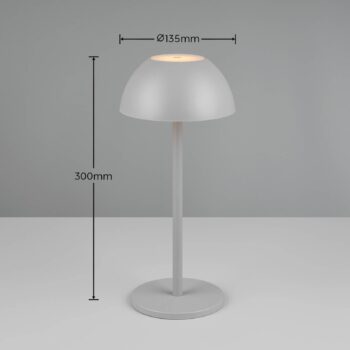 Ricardo LED stolová lampa s dobíjaním, sivá, výška 30 cm, plast