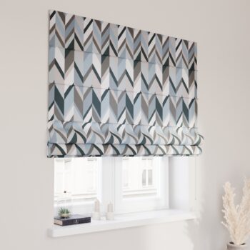 Rímska roleta Capri, geometrické vzory v modrej a béžovej farbe, Vintage 70's, 143-54