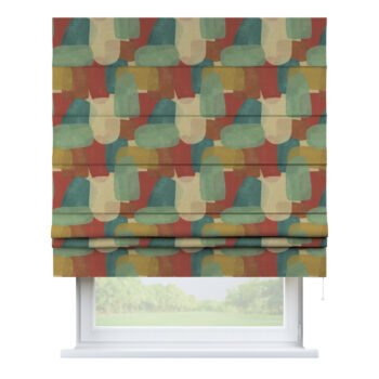 Rímska roleta Padva, geometryczne wzory w czerwono-zielonej kolorystyce, Vintage 70's, 143-75